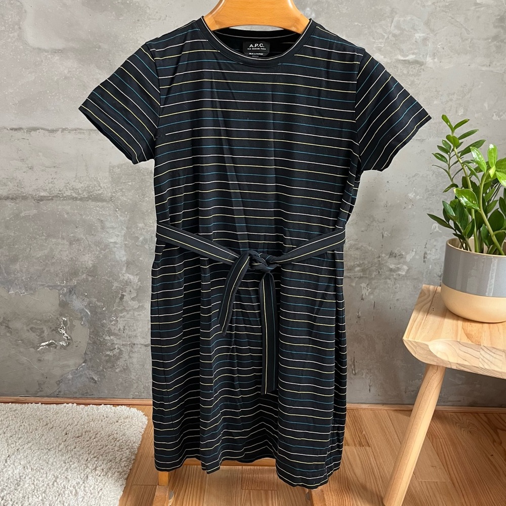 APC striped t-shirt dress with tie belt